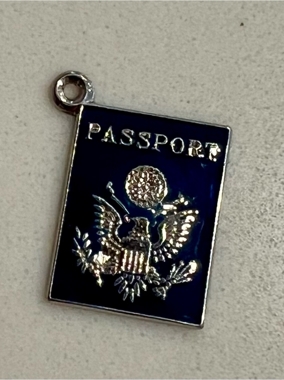 Sterling Silver and Blue Enamel Rembrandt Passport Charm Pendant